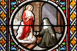 Saint Marguerite-Marie (Marguerite Marie) Alacoque (1647-1690) vierailujärjestyksen mystikko Lasimaalaus Paray the monial Saone et Loire tekijältä Unbekannt