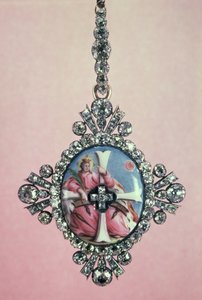 Pyhän Katariinan ritarikunnan kunniamerkki, hopeasetti loistavilla timanteilla ja emalilla miniatyyri, 1770-80 tekijältä Unbekannt Unbekannt
