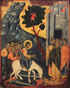 Pääsy Jerusalemiin, ikoni Joonianmeren saarilta, 1600-luku tekijältä Unbekannt Unbekannt
