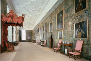 Hardwick Hall (1590-97), Long Galleryn sisustus, Derbyshire, Iso-Britannia tekijältä Unbekannt Unbekannt