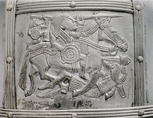 Kypärän fragmentti, Sutton Hoo Treasuresta, 7. vuosisadalta jKr tekijältä Unbekannt Unbekannt