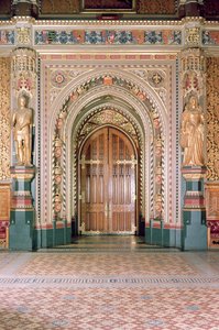 Parlamenttitalo, Robing Roomin sisäänkäynti, Royal Gallery, n. 1841, Sir Charles Barry, (1795-1860) ja Augustus Pugin, (1812-52) Westminster, Lontoo, Iso-Britannia tekijältä Unbekannt Unbekannt