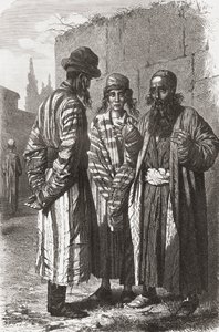Uzbekistanin pääkaupungin Taškentin juutalaiset, kuvitus teoksesta "Maailma käsissä", kaiverrus Charles Laplante (k.1903), julkaistu 1878 tekijältä Unbekannt Unbekannt