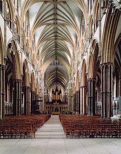 Lincolnin katedraali, 1185–1311, näkymä laivasta, rakennettu 1215-55, Lincolnshire, Iso-Britannia tekijältä Unbekannt Unbekannt