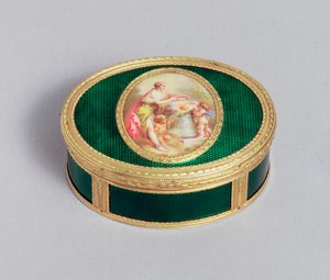Ludvig XVI:n kultainen ja emaloitu nuuskalaatikko, Pierre-Francois Drais, Pariisi, 1774