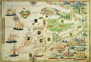 Euroopan kartta, faksimile Pedro ja Jorge Reinelin Miller Atlasista ja Lopo Homemista, valmistettu vuonna 1519