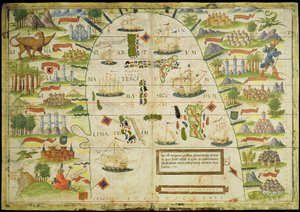 Kiinan meren kartta, joka on peräisin Pedro ja Jorge Reinelin Miller Atlasista ja Lopo Homemista vuonna 1519 tehdystä faksimilesta