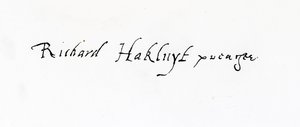 Richard Hakluytin (n. 1552-1616) allekirjoitus tekijältä Unbekannt Unbekannt