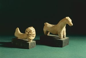 Terrakottaleijona ja hevonen, Mohenjodaro 2300-1750 eaa tekijältä Unbekannt Unbekannt