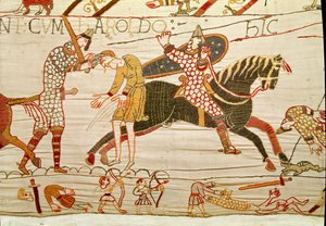 Normanit tappavat Haroldin miehet, Bayeux Tapestry tekijältä Unbekannt Unbekannt