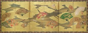 Avointen ja suljettujen fanien koristelu, Momoyama-kausi (1568-1615) tekijältä Unbekannt