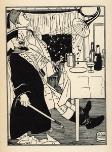 Trumpetti, joka oli jäätynyt, tuottaa itsestään ääniä kuumentuessaan, sillä on hauska ja hämmästynyt kaikki kuvitus William Strang (1859-1921) ja JB Clark Rudolf Erichin Münchausenin paronin (Munchhausen) seikkailuista Raspe (1736- tekijältä Unbekannt