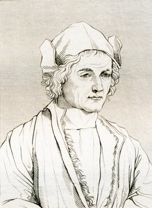 Albrecht Dürerin isä, Albrecht Dürerin vuonna 1497 tekemän maalauksen jälkeen "Historiallisesta muotokuvien ja maalausten galleriasta", julkaistu 1808 tekijältä Unbekannt