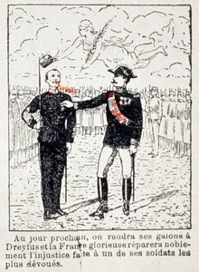 Armeija antaa raitoja kapteeni Dreyfusille, noin 1906 (piirros). tekijältä Unbekannter Künstler