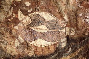 Australia, Northern Territory, Arnhem Land, Kakadun kansallispuisto, Nourlangie Rock, aboriginaalien kalliomaalauksia