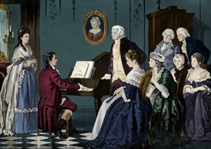 Beethoven soittamassa Wolfgang Amadeus Mozartissa tekijältä Unbekannter Künstler