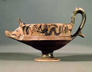 Boeotian mustahahmoiset kyathot Boeotian Dancers -ryhmästä, n. 575-550 eKr. (keramiikka) tekijältä Unbekannt