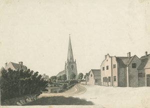 Brewood Grammar School: värillinen kynäpiirros, nd [?1800-luku] tekijältä Unbekannt