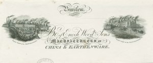 Burslem – Enoch Wood & Sonsin lakiehdotuksen otsikko: kaiverrus, nd [?19th century] tekijältä Unbekannt