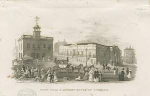 Burslem - Kaupungintalo ja kauppatalo: kaiverrus, nd [1836] tekijältä Unbekannt