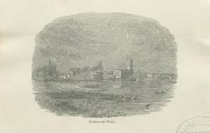 Burton-upon-Trent - Vanha kirkko: vinjetoitu puupiirros ja [?1800-luku] tekijältä Unbekannt