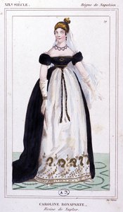 Caroline Bonaparte, noin 1810 (kaiverrus). tekijältä Unbekannter Künstler