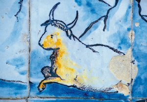 Nautakarja, azulejos-laatat, Fronteiran markiisipalatsi, Lissabon, Portugali Yksityiskohta tekijältä Benjamin Baud