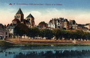 Keskusta, Loir et Cher (41), Saint Aignan sur Cher (Saint-Aignan-sur-Cher): näkymä kaupunkiin, kirkko ja linna - Postikortti 1800-1900-luvun lopulla tekijältä Unbekannt