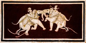 Chittra Sala -piha, jossa on virtuaalisia hienoja maalauksia, Taragarhin linnoitus, Bandi, Bandi, Rajasthan, Intia, Aasia (kuva) tekijältä Unbekannter Künstler