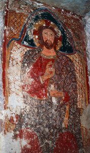 Kristus Opettaja, fresko kryptassa, Portaiden Marian pyhäkkö (1700-luku), Massafra, Puglia, Italia tekijältä William M. Timlin