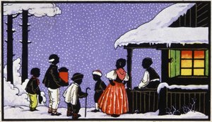 Joulujuhla kylässä Itävallassa, n.1910 (postikortti). tekijältä Unbekannter Künstler