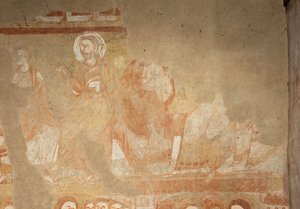 kirkko (Église Saint-Martin). Sisustus. Seinämaalauksia (freskot). Nave