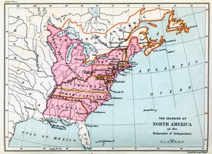 Pohjois-Amerikan siirtokunnat vuonna 1776 (painettu) tekijältä Unbekannter Künstler