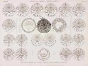 Copper Koufique astrolabe ja astrolabe levyt tekijältä Unbekannt
