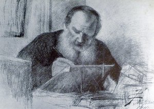 Kreivi Leo Tolstoi (9. syyskuuta 1828 - 20. marraskuuta 1910) tekijältä Unbekannter Künstler