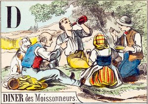 D Diner des moissonneurs - "Matalon aakkoset" 1800-luvun loppu (kaiverrus) tekijältä Unbekannt