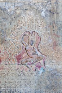 Tanssiva Apsara-relief läntisellä ulkoseinällä, Angkor Wat, Kambodža (kuva) tekijältä Unbekannter Künstler