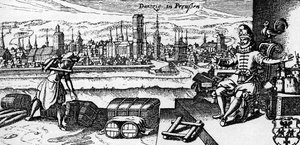 Danzig / Gdansk - näkymä kaupungista, noin 1700 (kaiverrus) (kaiverrus) tekijältä Unbekannter Künstler