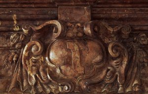 Koristeellinen yksityiskohta 1300-1500-luvulta Nowy Wisniczin linnasta Puolasta. tekijältä Benjamin Baud