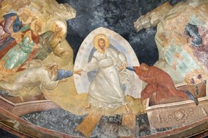 Yksityiskohta Anastasis-freskosta, Pyhän Vapahtajan kirkko Chorassa, Parekklesion