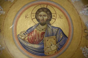 Katholikonin kreikkalaisen ortodoksisen kirkon kupoli Pyhän haudan kirkossa, Jerusalemissa, Israelissa tekijältä Unbekannt