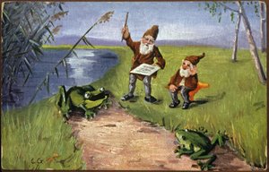 Kääpiöitä ja sammakoita, n.1910 (Postikortti) (Postikortti) tekijältä Unbekannter Künstler