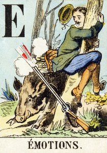 E : Tunteet - Metsästysaakkoset, n.1890 (kaiverrus) tekijältä Unbekannt