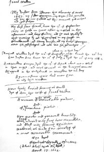 Izaak Waltonin merkinnät hänen yhteisen rukouskirjan kopiossaan, vuoden 1662 jälkeen (kynä ja muste paperille) tekijältä Unbekannt
