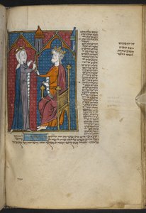 Esther ja Ahasverus Raamatun ja muiden tekstien Miscellanysta ("The Northern French Miscellany" tai aikaisempi "The British Museum Miscellany") tekijältä Unbekannter Künstler