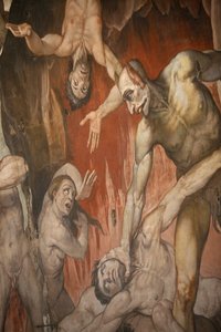 Firenzen katedraali. Fresko, joka kuvaa helvettiä Florence Italiaa tekijältä Unbekannt