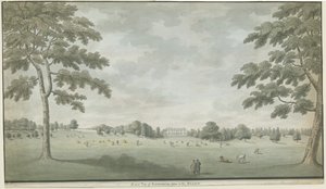 Fisherwick Hall: akvarellimaalaus, nd [1786] tekijältä Unbekannt
