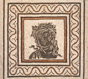Lattiamosaiikki vuodenajan kuvalla keskustassa, kolmas vuosisadalla jKr, Rooman kansallismuseo (museo nazionale romano), Rooma, Italia tekijältä Unbekannter Künstler