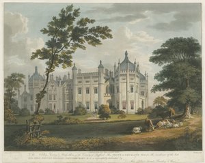 Forton - Aqualate Hall: sävytetty akvatintakaiverrus, nd [c 1814] tekijältä Unbekannt