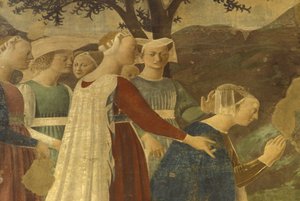 Fresco, San Francescon basilika, Arezzo, Toscana, Italia tekijältä Unbekannter Künstler